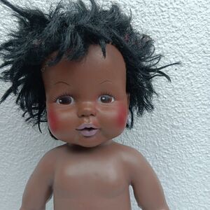 African American EEgEE Softina Drink Wet Doll Rubber Skin 1971 Nude Vintage